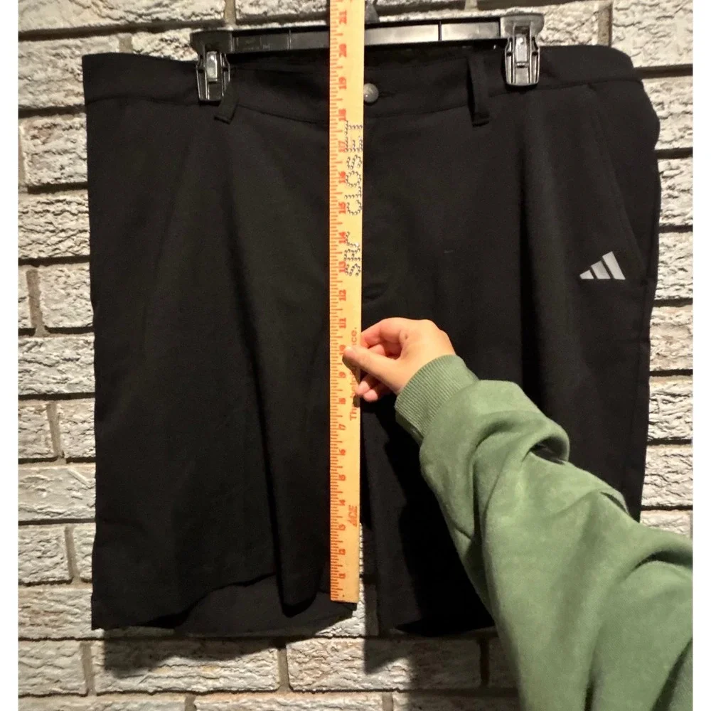 Adidas Mens Golf Shorts Black Size 36 Performance Athletic Flat Front 3-Stripe